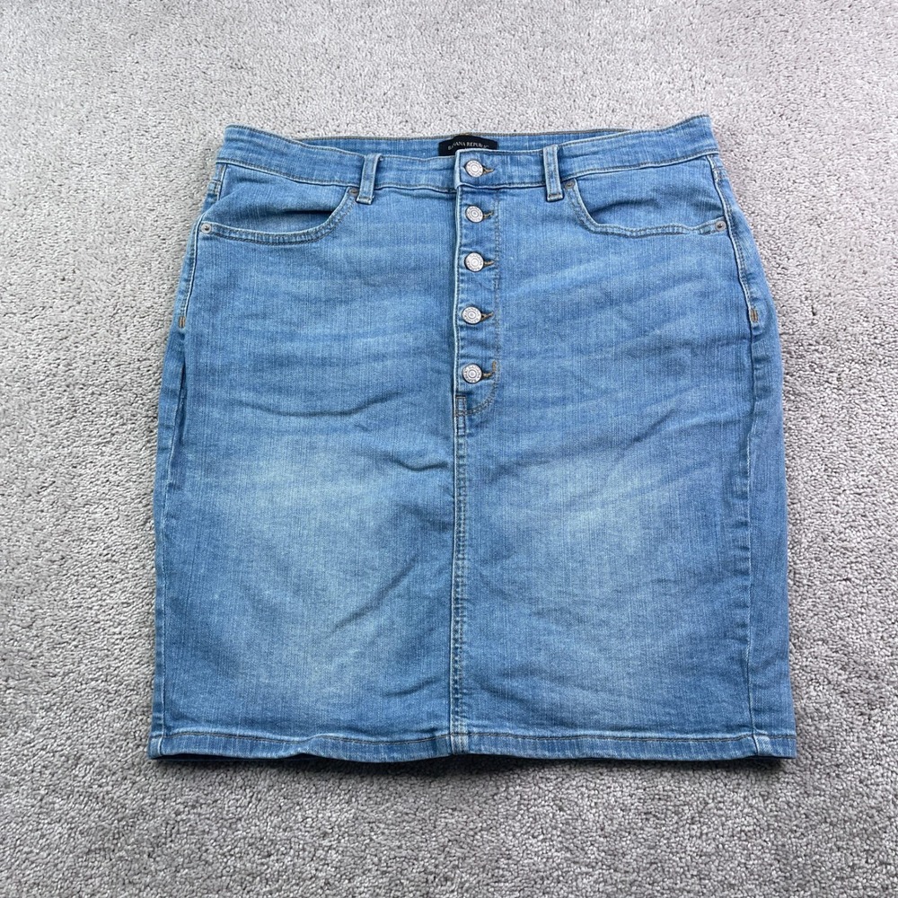 Banana Republic Mini Skirt Womens 14 Blue Jean Denim Button Fly Casual‎ Summer